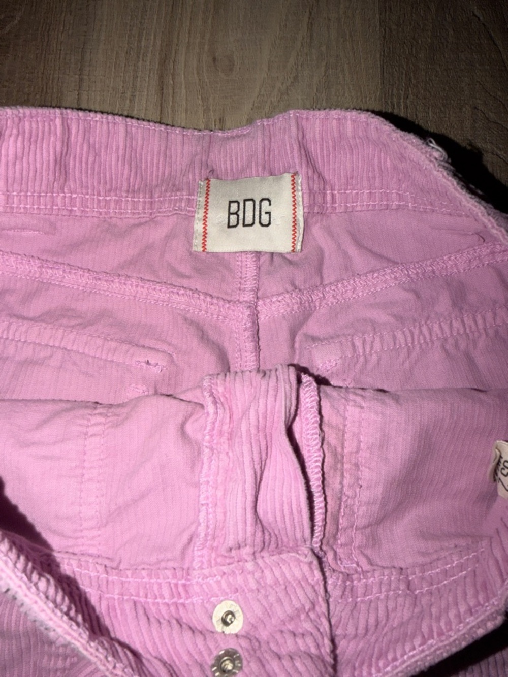 Women's Pink Corduroy Cargo Shorts - Picture 3 of 3